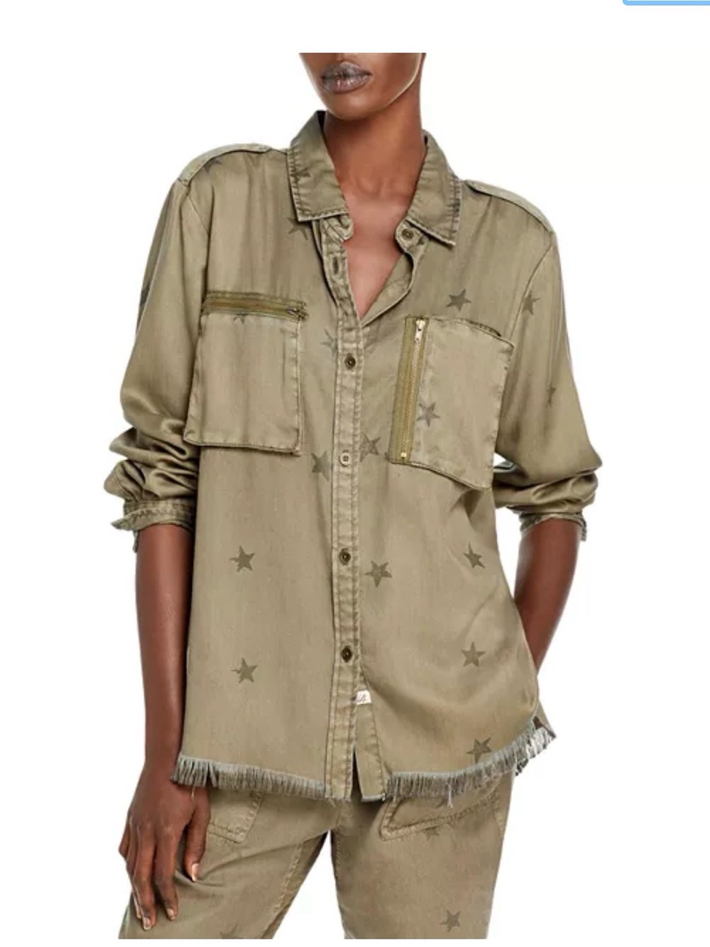 Vintage Havana Olive Star-Print Utility Jacket